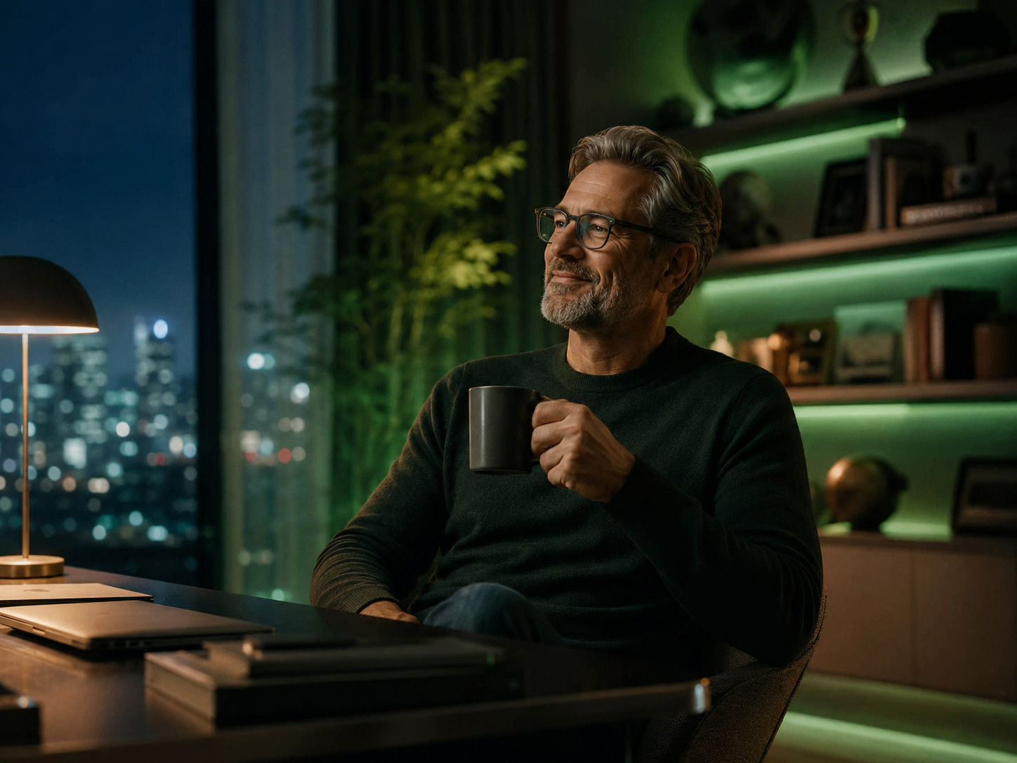 Focused professional in an evening home office, used as editorial imagery for the New Zealand regional review